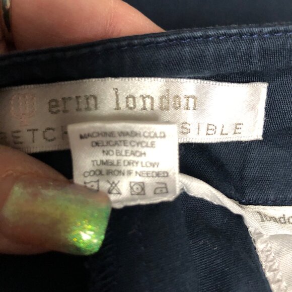 Erin London Crop Pants Womens Size 8 Navy Blue Cotton Blend Stretch Capri - Picture 6 of 7